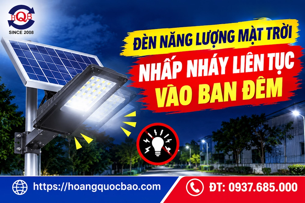 Đèn năng lượng mặt trời nhấp nháy liên tục vào ban đêm